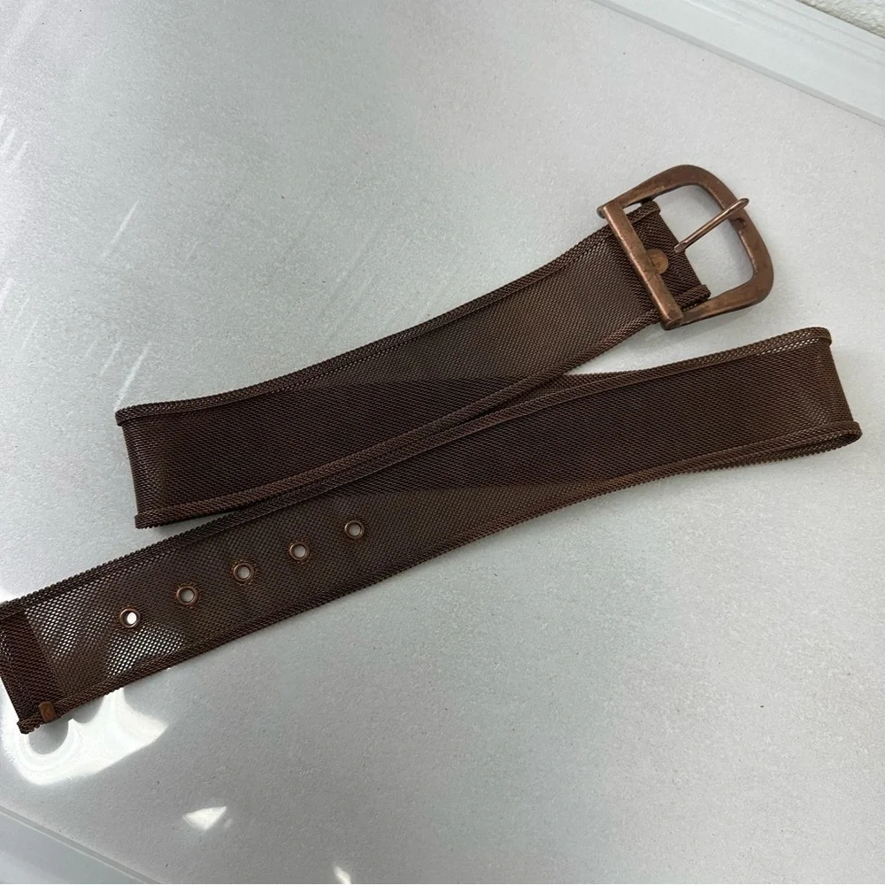 Belt Cooper Tone Metal Mesh Steampunk Grommet Belt  36 unisex grunge costume